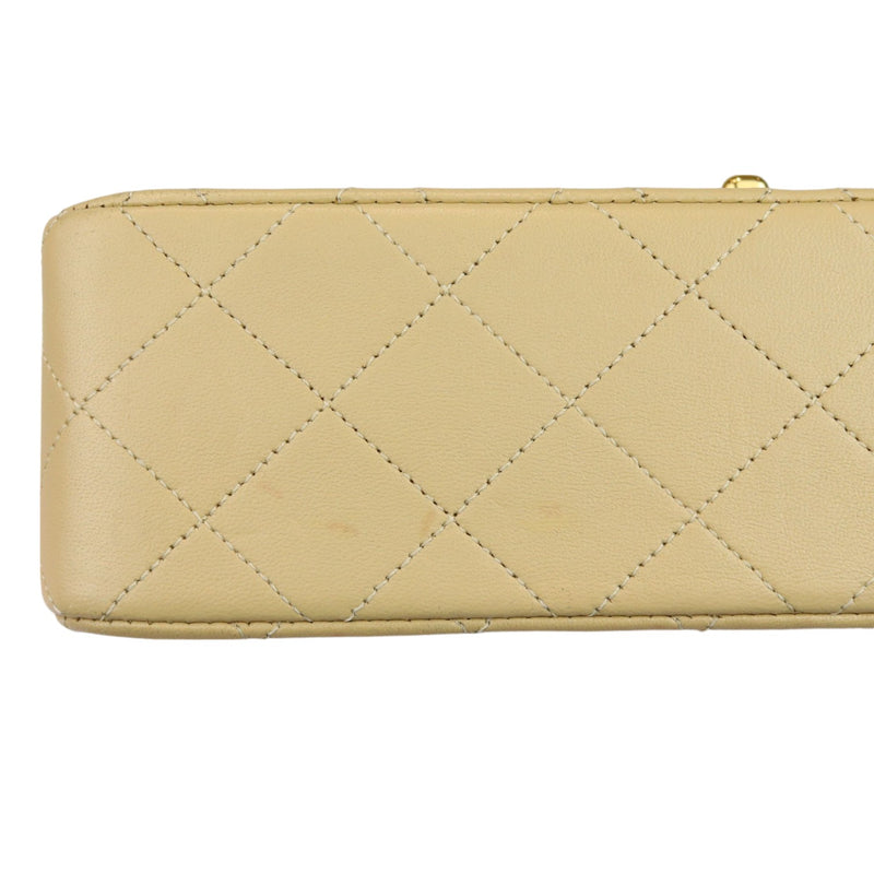 Vintage Classic Double Flap Medium Lambskin Beige GHW