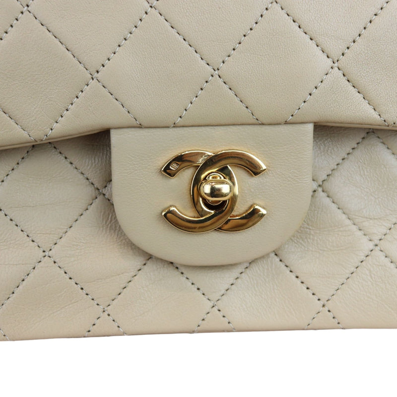 Vintage Classic Double Flap Medium Lambskin Beige GHW