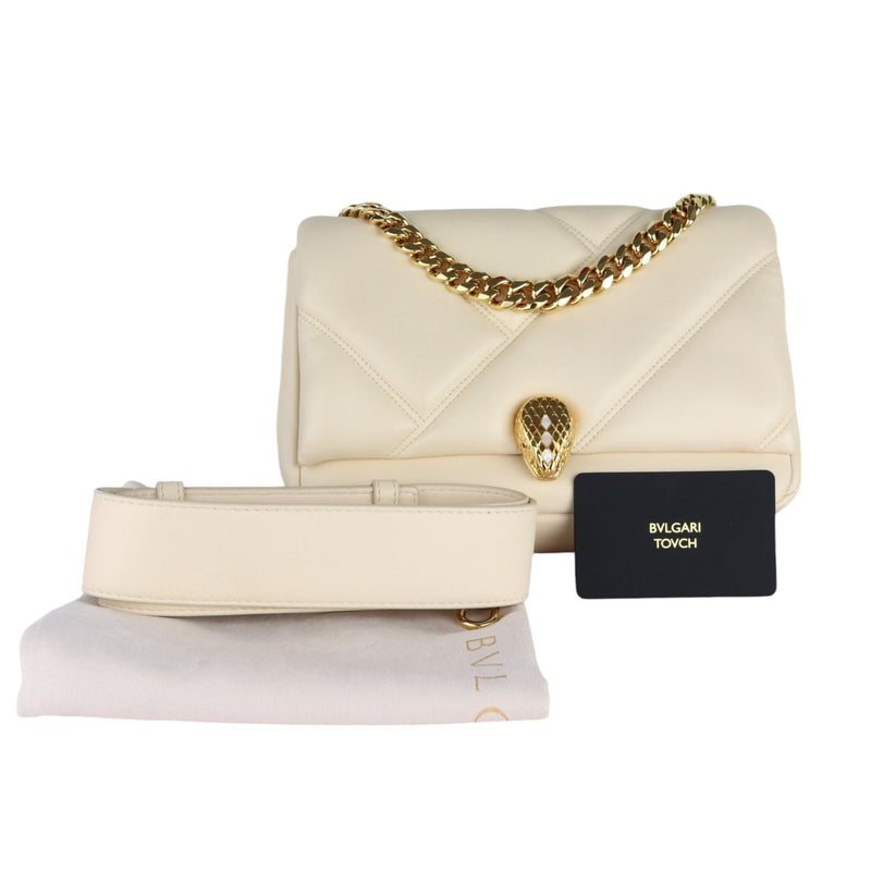 Serpenti Cabochon Small Crossbody Calfskin Ivory GHW