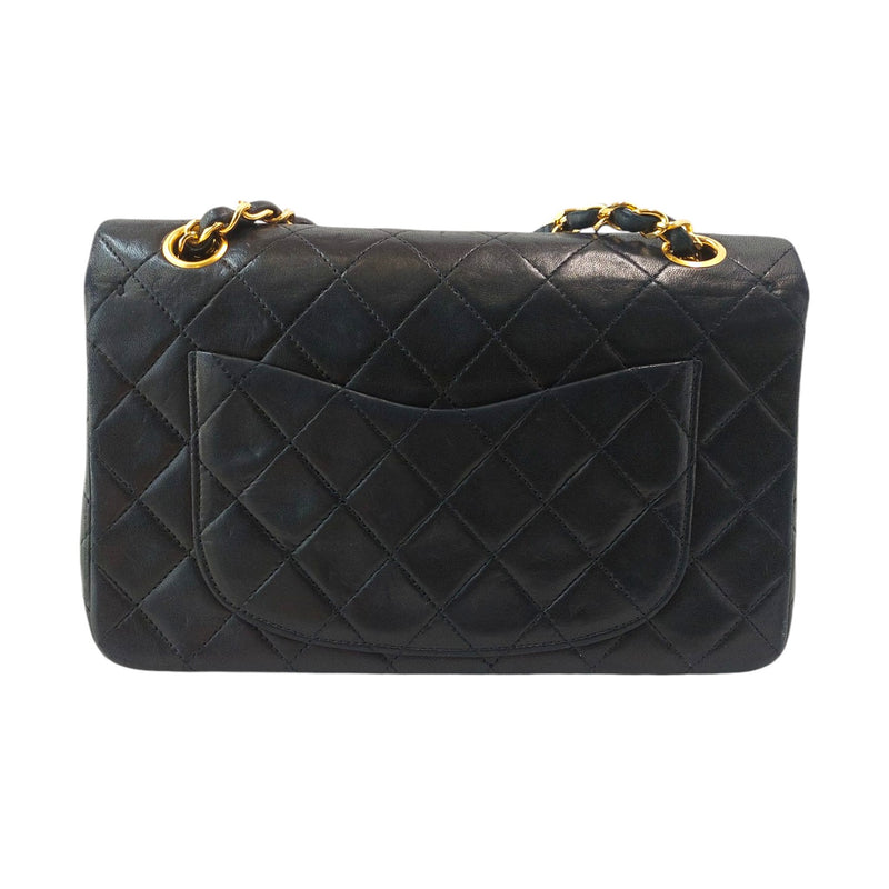 Vintage Double Flap Small Lambskin Quilted Black GHW