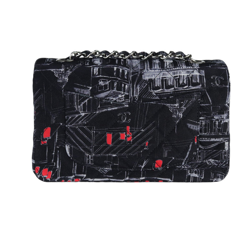 Paris Rooftops Mini Flap Crossbody Fabrics Black Red White SHW