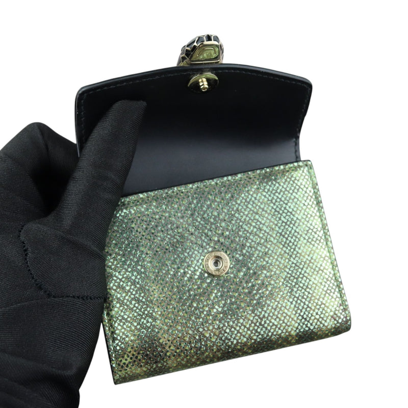 Serpenti Forever Compact Wallet Karung Calfskin Green