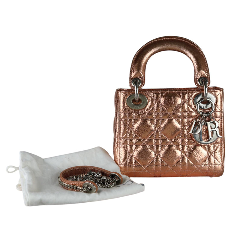 Lady Dior Mini Metallic Cannage Copper SHW