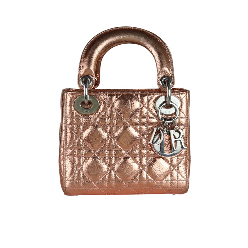 Lady Dior Mini Metallic Cannage Copper SHW