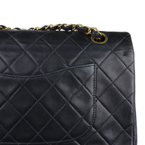 Vintage Double Flap Medium Lambskin Quilted Black GHW