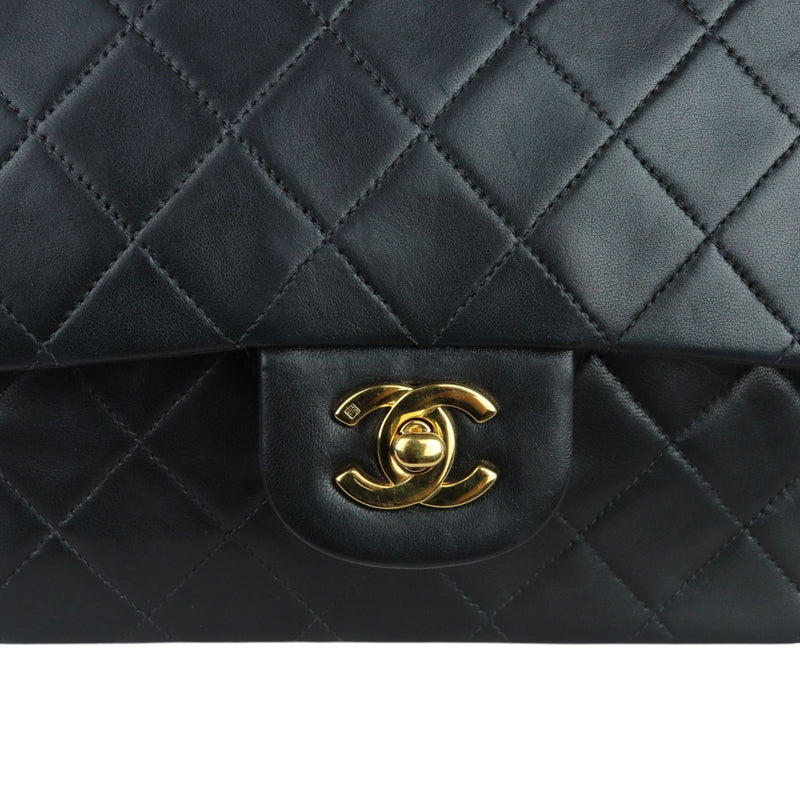 Vintage Double Flap Medium Lambskin Quilted Black GHW