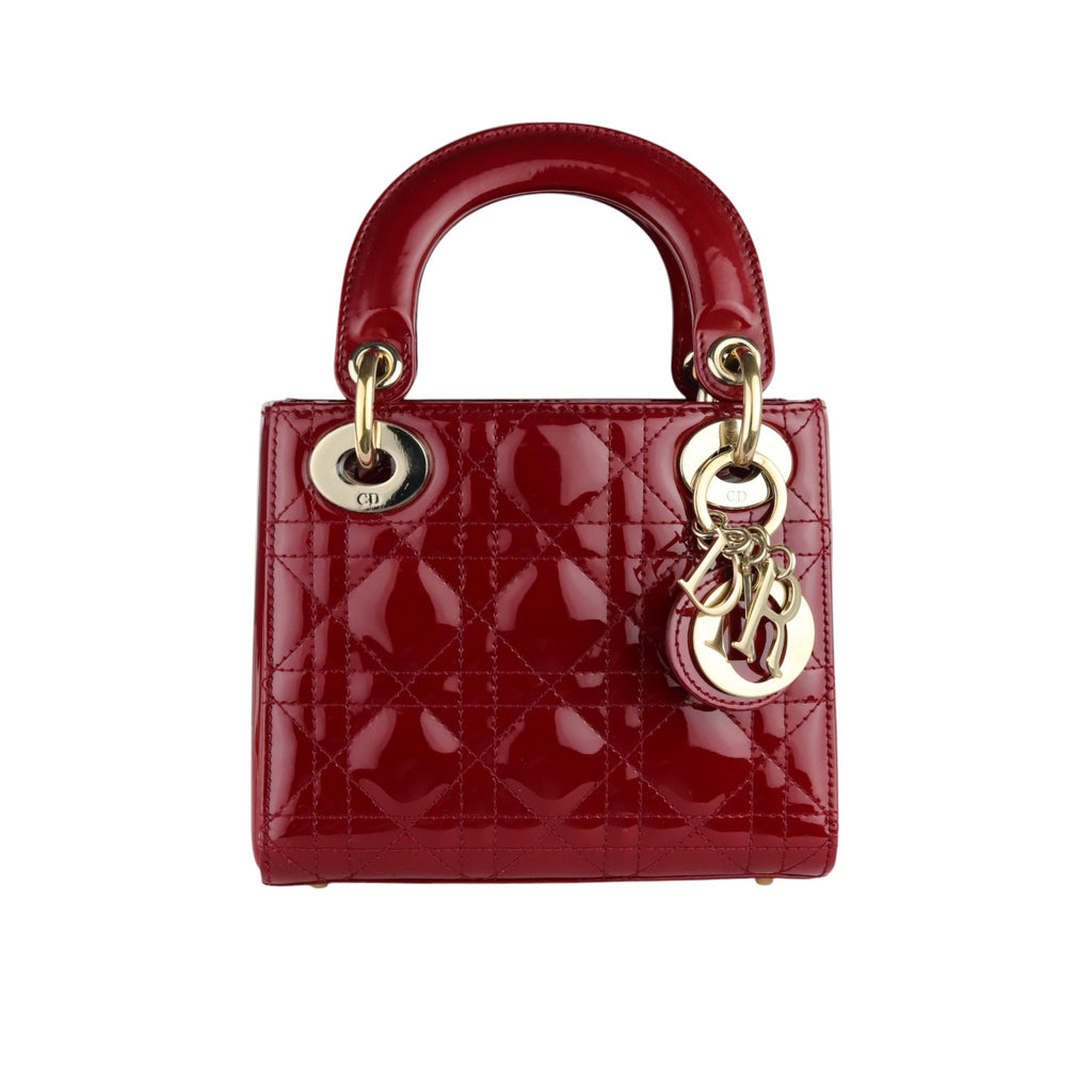 Lady Dior Mini Patent Quilted Red GHW