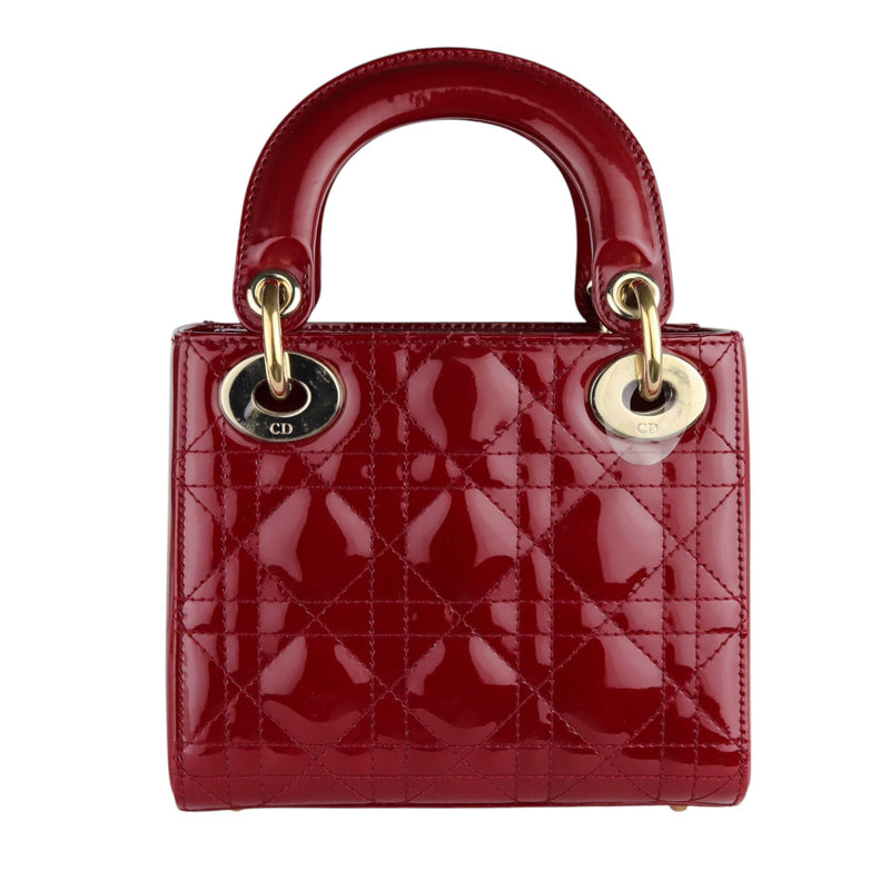 Lady Dior Mini Patent Quilted Red GHW