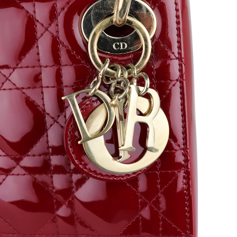 Lady Dior Mini Patent Quilted Red GHW