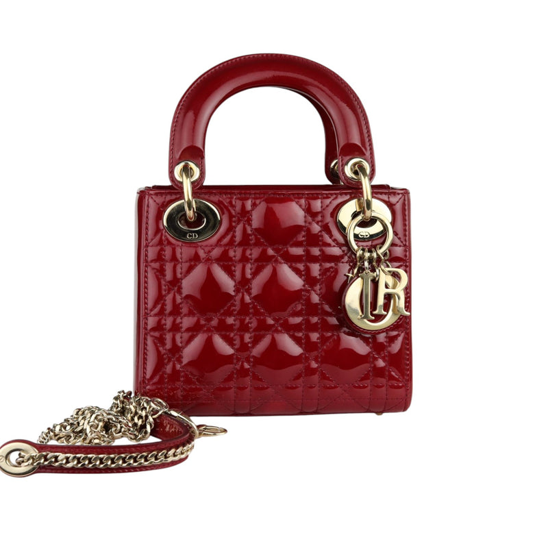 Lady Dior Mini Patent Cannage Red GHW