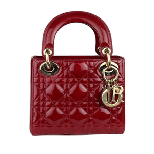 Lady Dior Mini Patent Cannage Red GHW