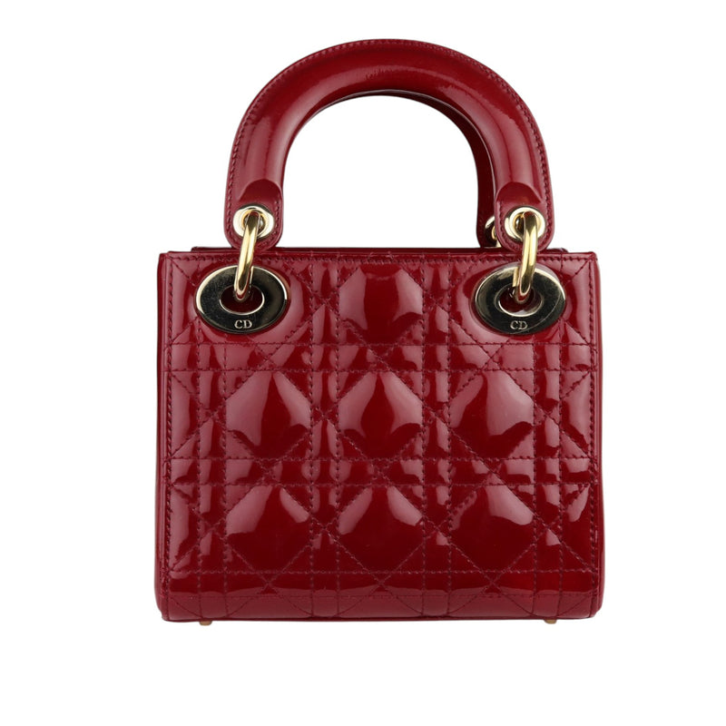 Lady Dior Mini Patent Cannage Red GHW