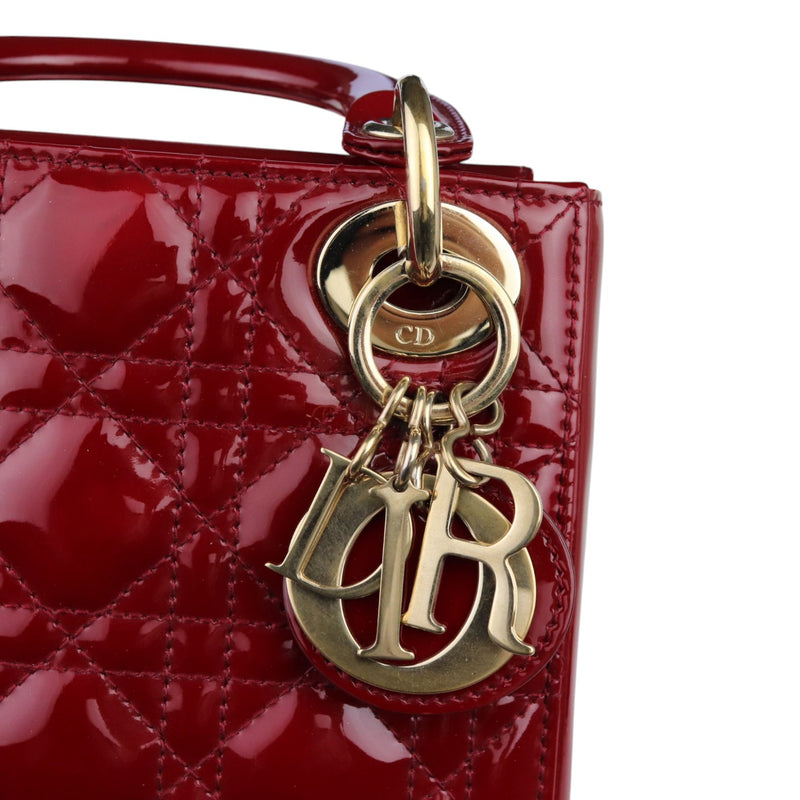 Lady Dior Mini Patent Cannage Red GHW