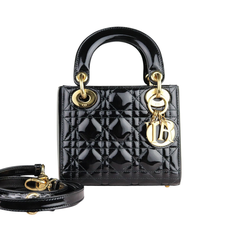 Lady Dior Mini Patent Cannage Black GHW