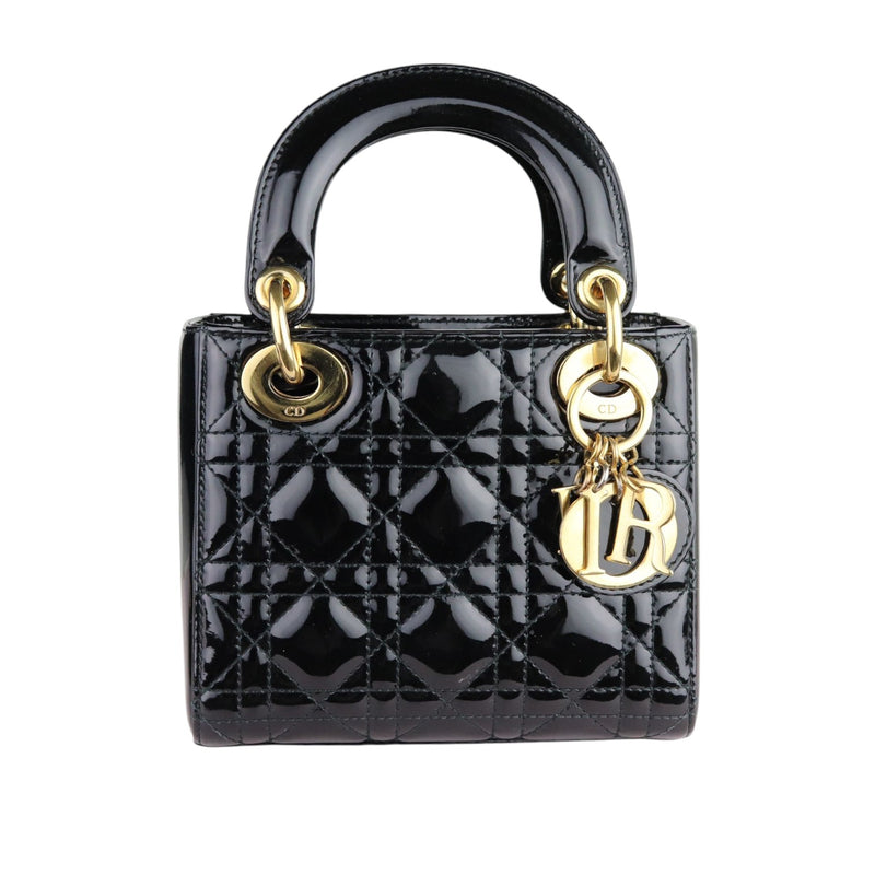 Lady Dior Mini Patent Cannage Black GHW