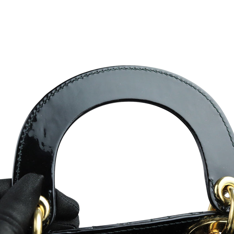 Lady Dior Mini Patent Cannage Black GHW