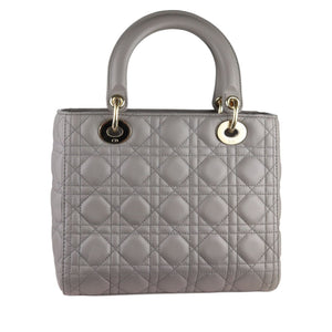 Medium Lady Dior Lambskin Quilted Grey GHW