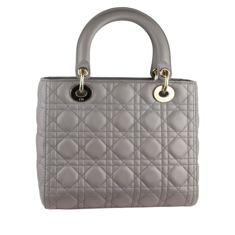 Medium Lady Dior Lambskin Quilted Grey GHW