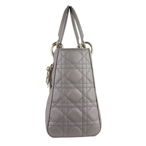 Medium Lady Dior Lambskin Quilted Grey GHW