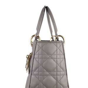 Medium Lady Dior Lambskin Quilted Grey GHW