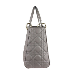 Medium Lady Dior Lambskin Quilted Grey GHW