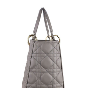 Medium Lady Dior Lambskin Quilted Grey GHW