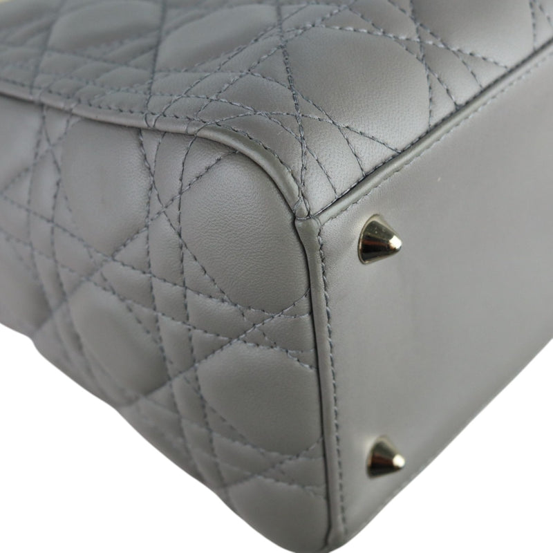 Medium Lady Dior Lambskin Quilted Grey GHW