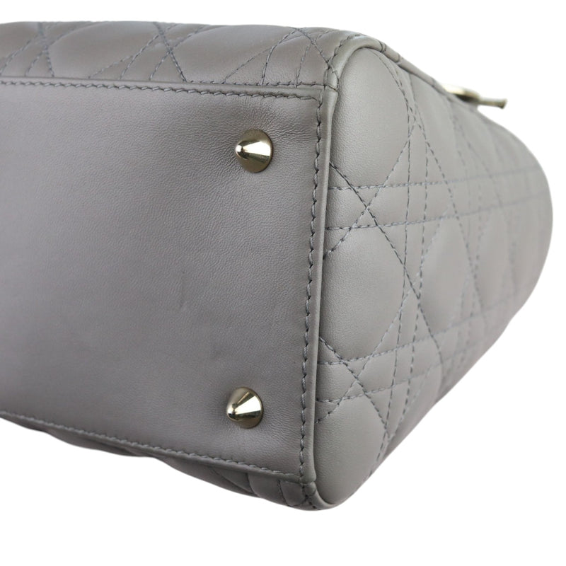 Medium Lady Dior Lambskin Quilted Grey GHW