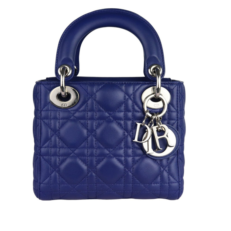 Mini Lady Dior Lambskin Quilted Blue SHW