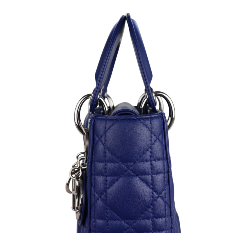 Mini Lady Dior Lambskin Quilted Blue SHW