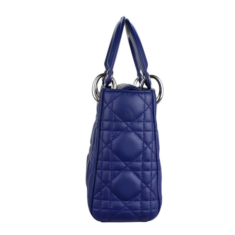 Mini Lady Dior Lambskin Quilted Blue SHW