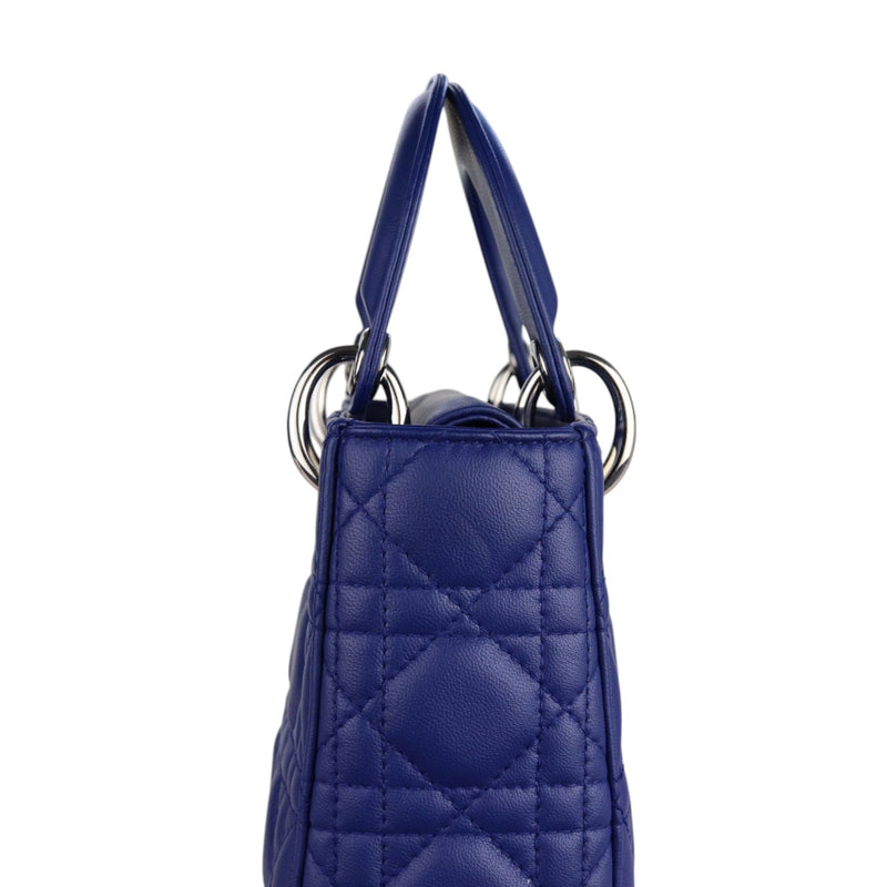 Mini Lady Dior Lambskin Quilted Blue SHW