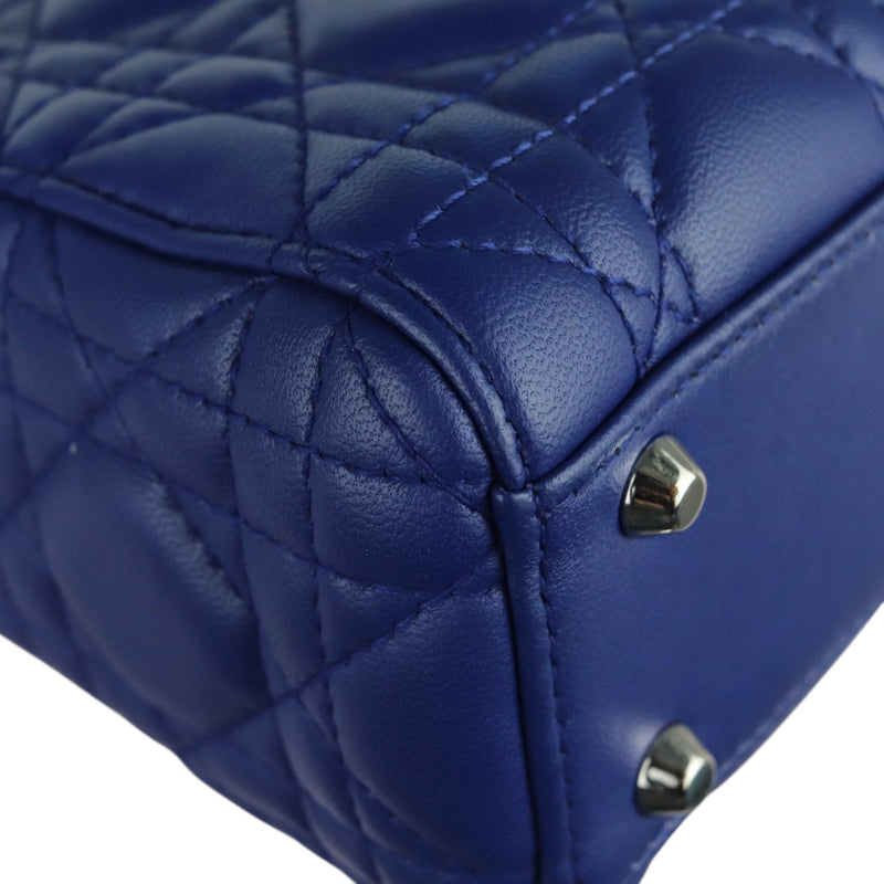 Mini Lady Dior Lambskin Quilted Blue SHW