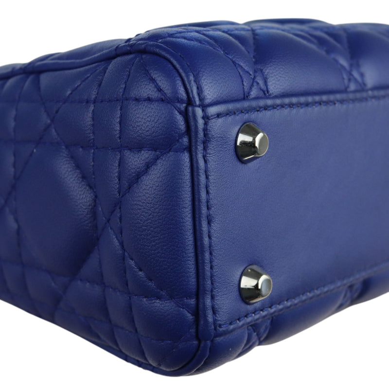 Mini Lady Dior Lambskin Quilted Blue SHW