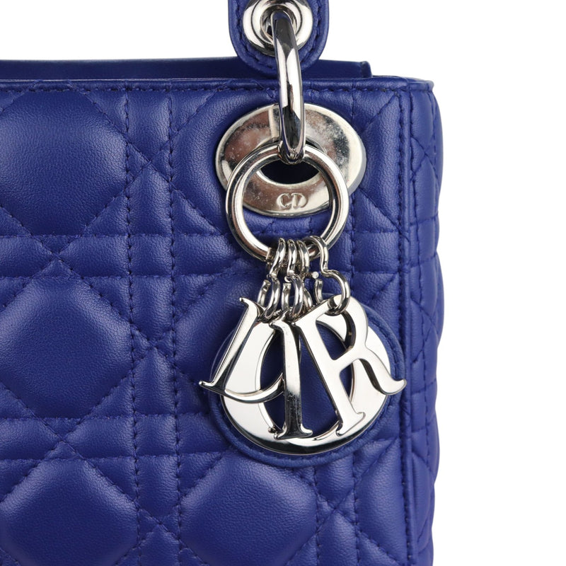 Mini Lady Dior Lambskin Quilted Blue SHW