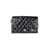 Clutch with Chain Flap Patent Quilted Black SHW