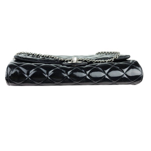 Clutch with Chain Flap Patent Quilted Black SHW