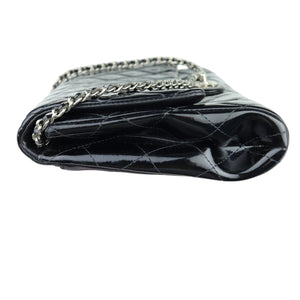 Clutch with Chain Flap Patent Quilted Black SHW