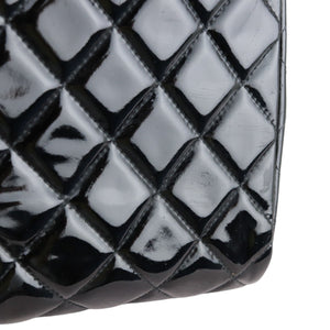 Clutch with Chain Flap Patent Quilted Black SHW