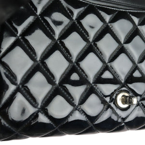 Clutch with Chain Flap Patent Quilted Black SHW