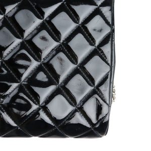 Clutch with Chain Flap Patent Quilted Black SHW