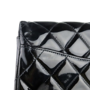 Clutch with Chain Flap Patent Quilted Black SHW