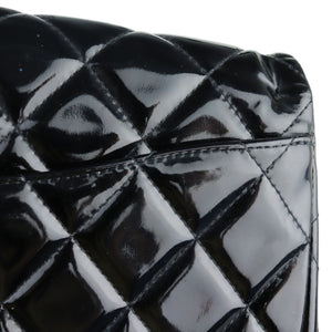 Clutch with Chain Flap Patent Quilted Black SHW