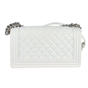 Boy Flap Medium Calfskin Quilted White SHW