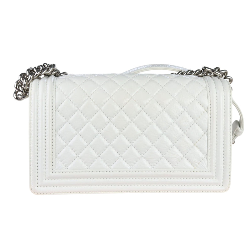 Boy Flap Medium Calfskin Quilted White SHW