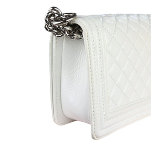 Boy Flap Medium Calfskin Quilted White SHW