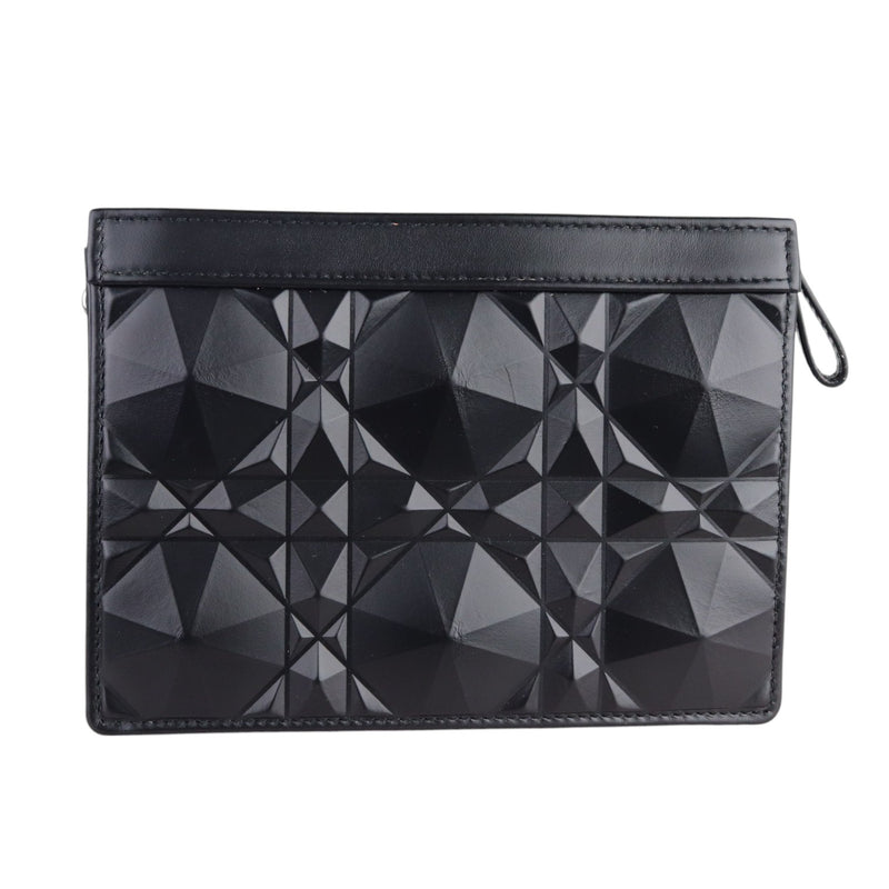 Caro Zipped Pouch with Chain Calfskin Black SHW