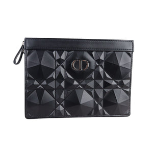 Caro Zipped Pouch with Chain Calfskin Black SHW