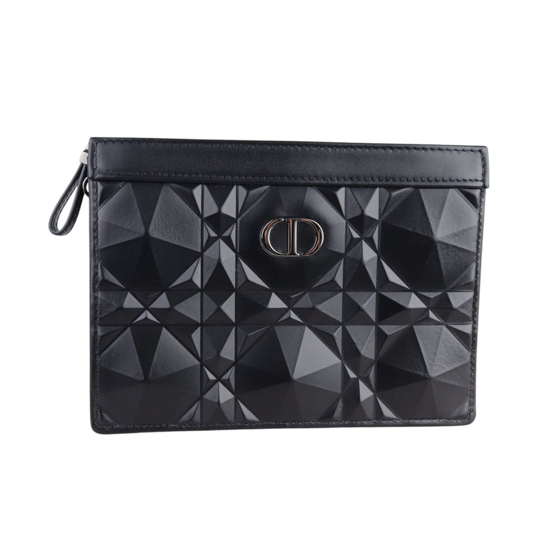 Caro Zipped Pouch with Chain Calfskin Black SHW