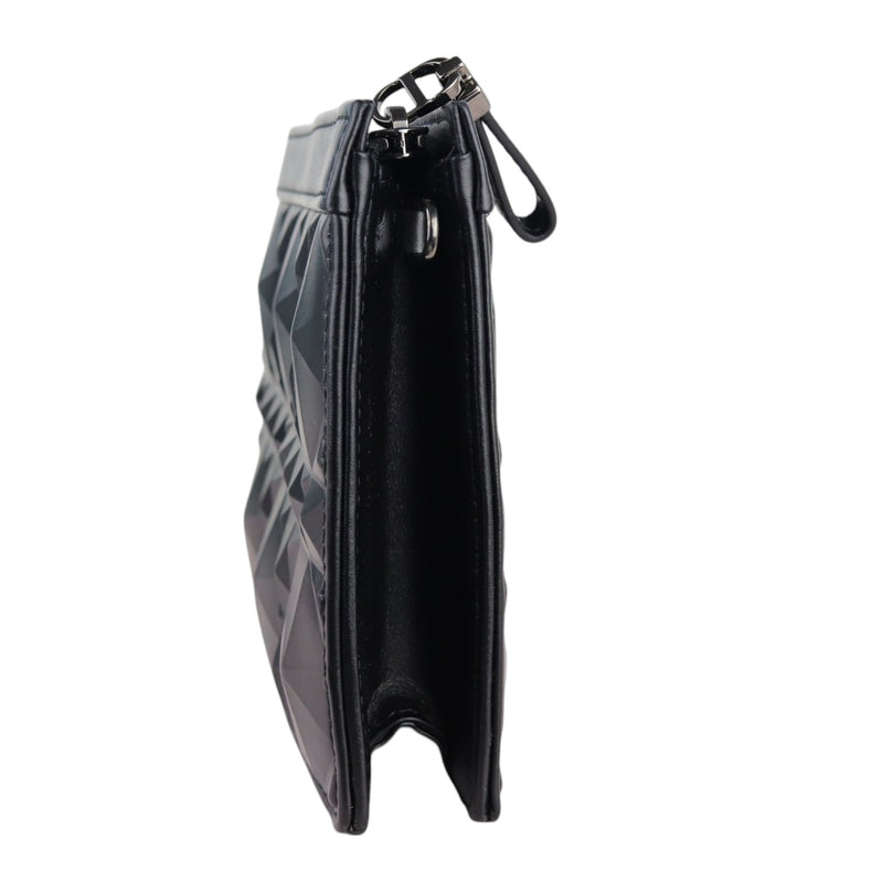 Caro Zipped Pouch with Chain Calfskin Black SHW